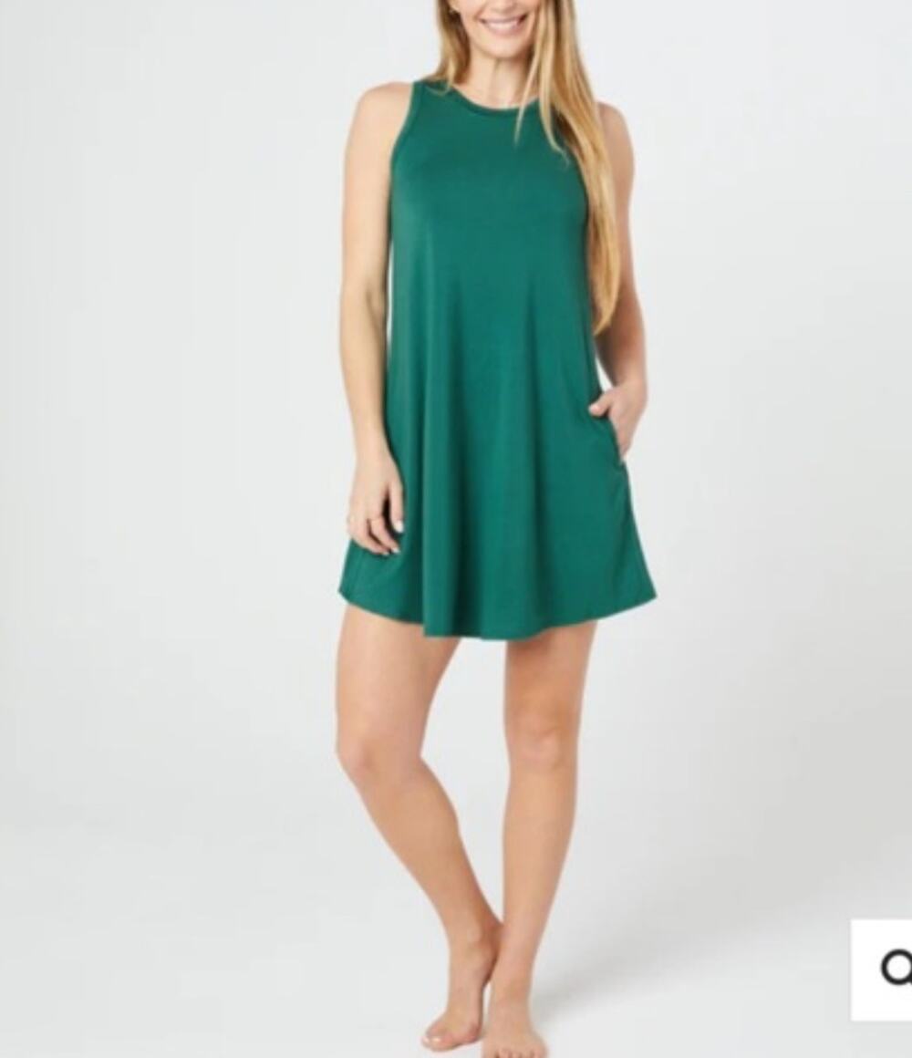 Shebird The Tunic Tank Bra Dress Dark Green Sea Moss size 4/Medium